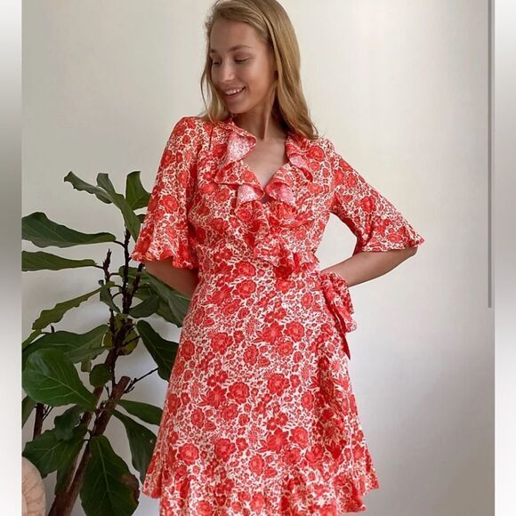 Topshop Dresses & Skirts - TOPSHOP Oriental Ruffle Wrap Dress